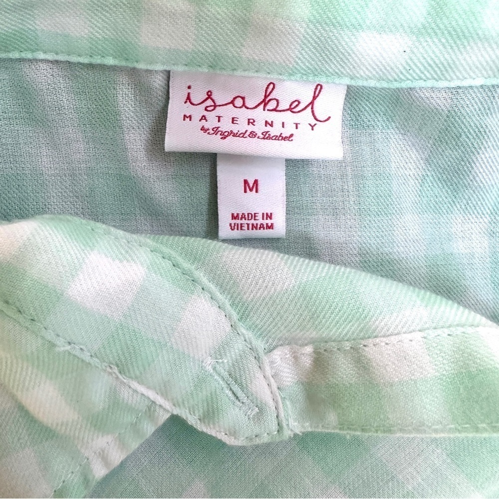 Isabel Maternity by Ingrid & Isabel Mint Green Plaid Popover Tunic Shirt Size M - Picture 7 of 8